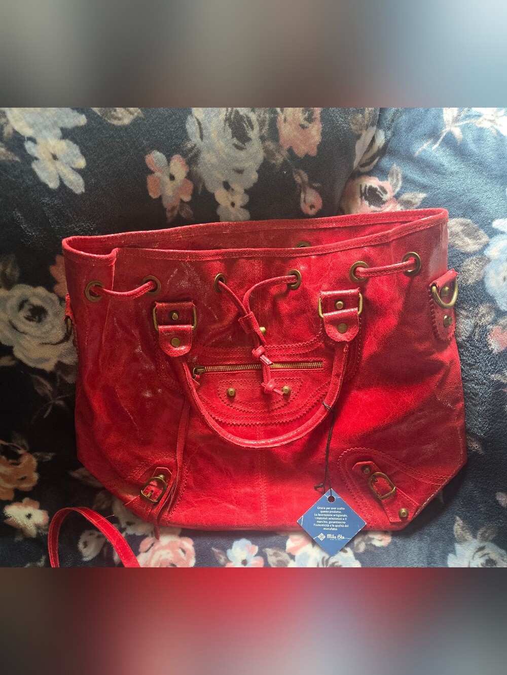 Mila Blu Italian-made leather Motocross/City Bag Purse